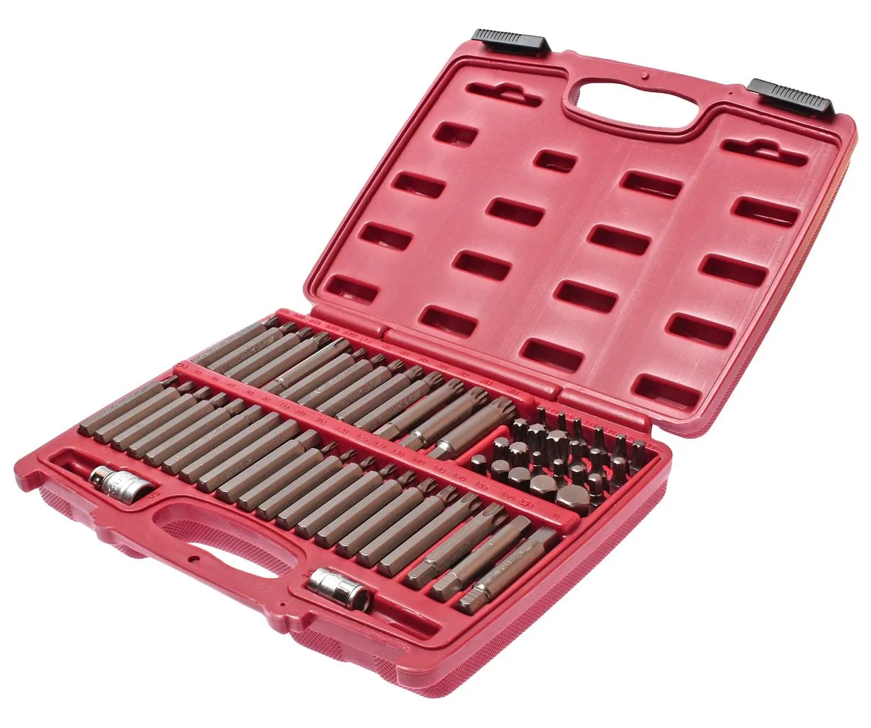 Набор бит 1/2" 3/8" HEX, TORX, SPLINE, RIBE 6-ти гранных 2 держателя 58 предметов в кейсе JTC купить