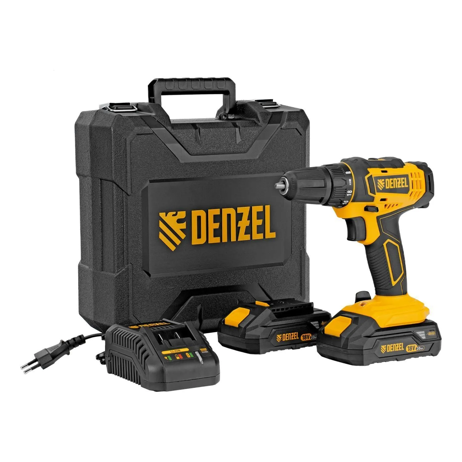 Дрель-шуруповерт аккумуляторная CDL-18-02BM, Li-Ion, 18 В, 2 аккумулятор Denzel купить