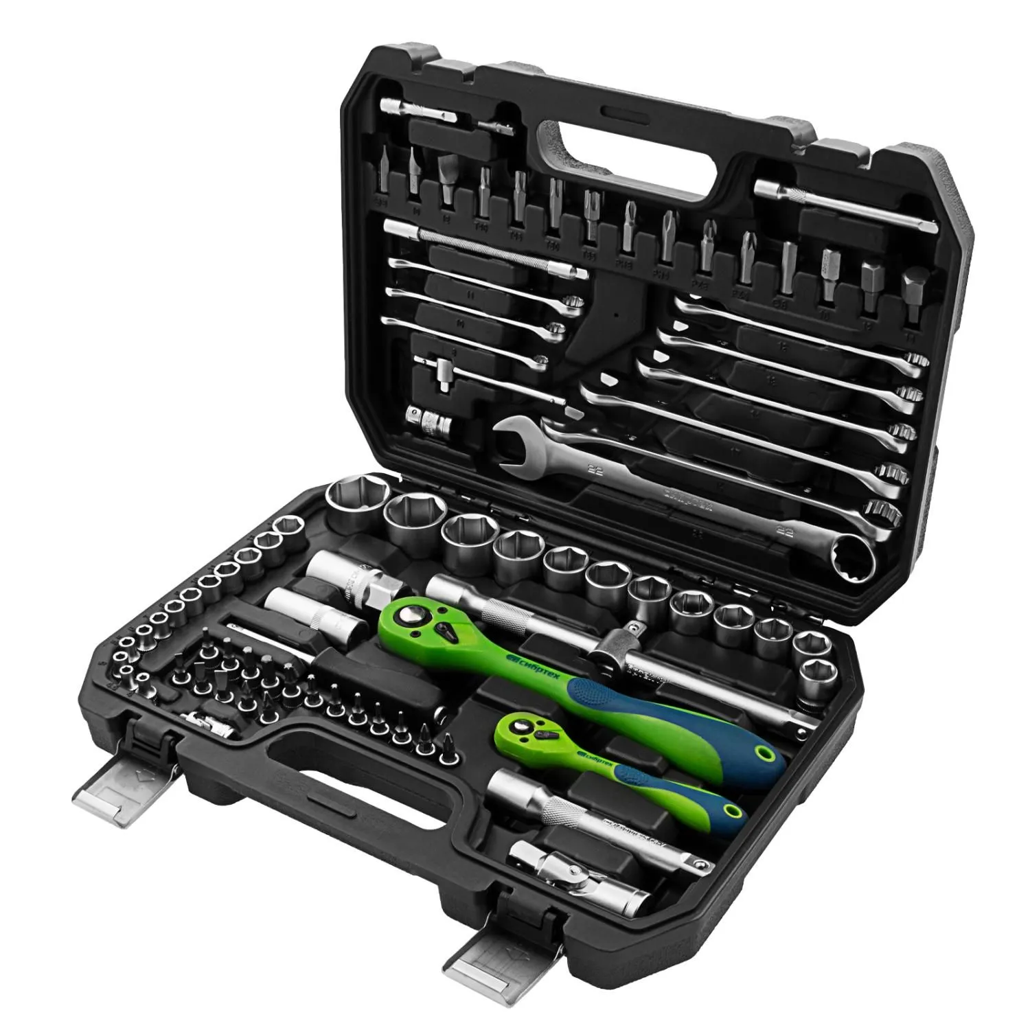 Набор инструментов 82 предмета, CrV, 1/2", 1/4" Сибртех купить