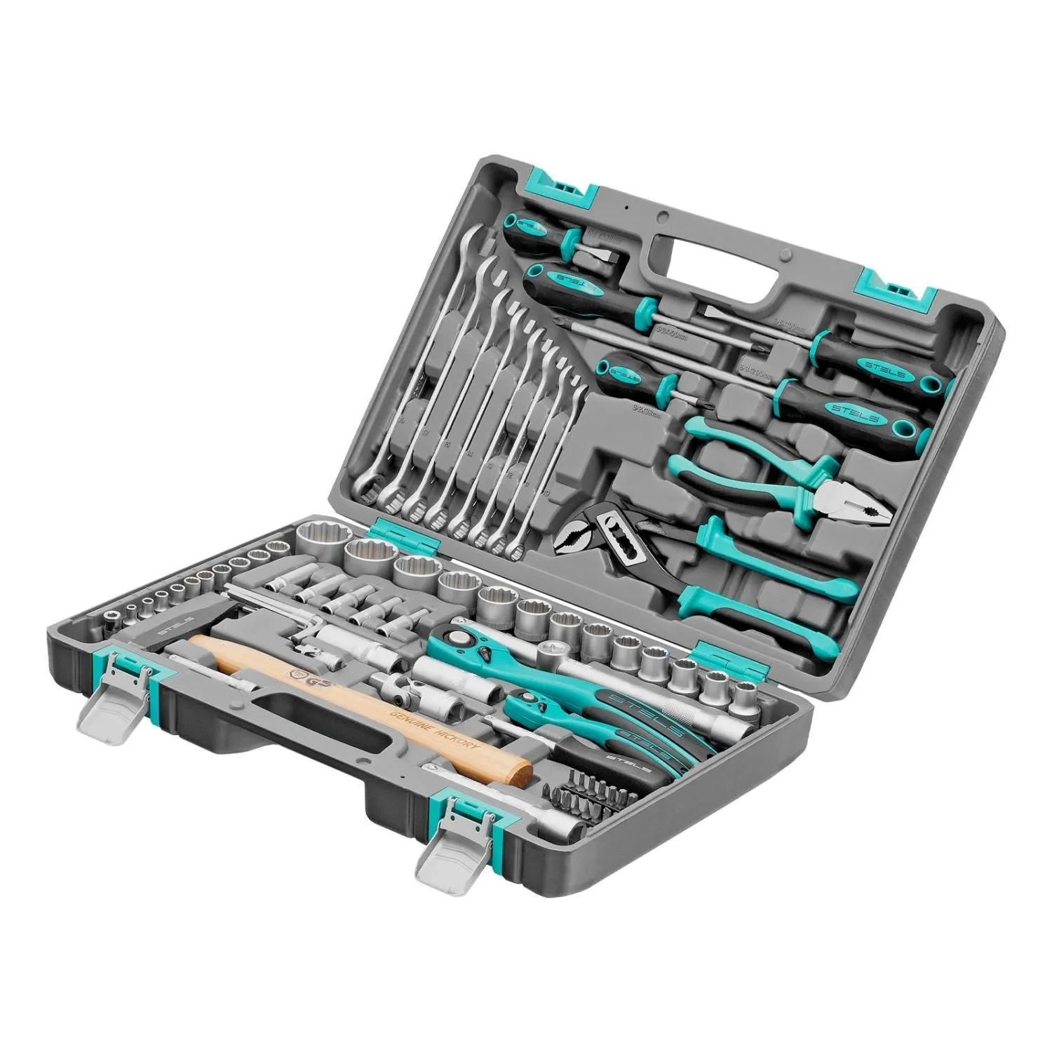 Набор инструментов, 1/2", 1/4", CrV, 12 гранные головки, пластиковый кейс, 76 предметов Stels купить