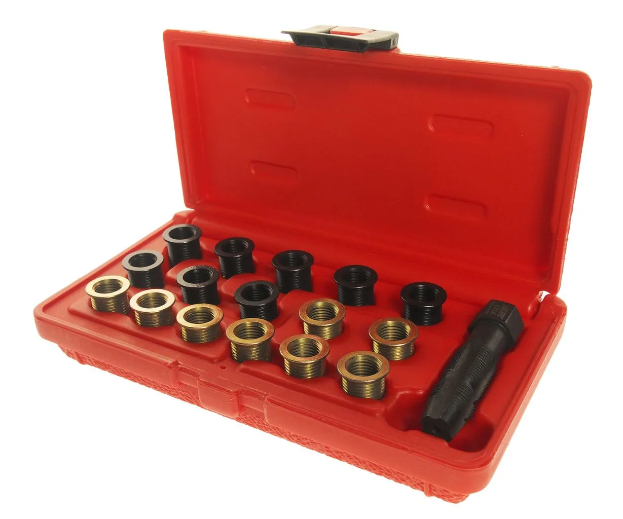 Набор инструментов для восстановления резьбы свечей зажиг. (втулки M12х1.25,L=12.7мм,19мм) 16шт. JTC купить