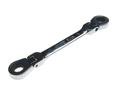 Ключ накидной 11х13мм трещоточный шарнирный L=169мм JTC