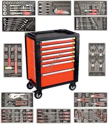 Подкатная тележка на 7 ящиков, 138 предметов