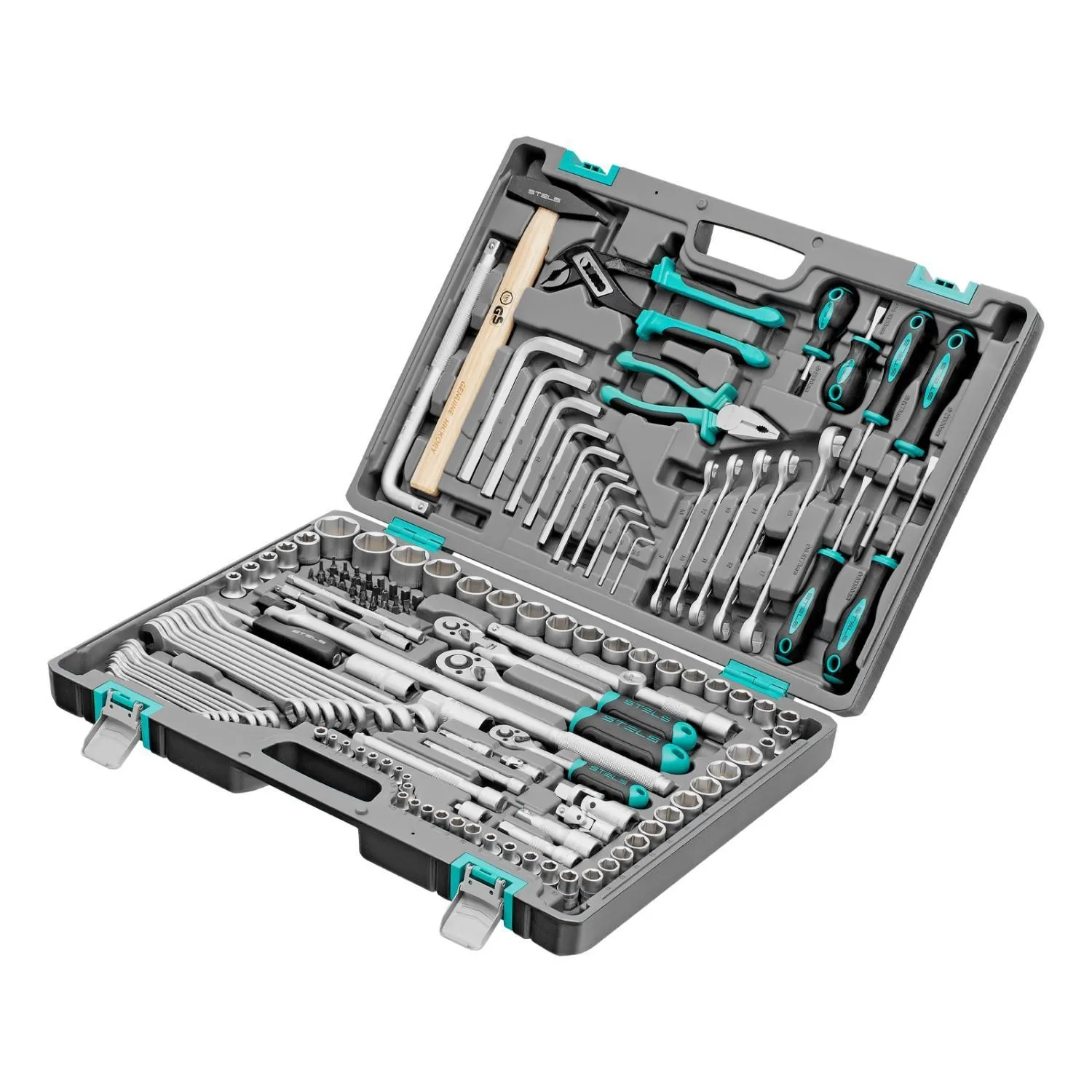 Набор инструментов, 1/2",3/8", 1/4", CrV, пластиковый кейс 142 предмета Stels купить