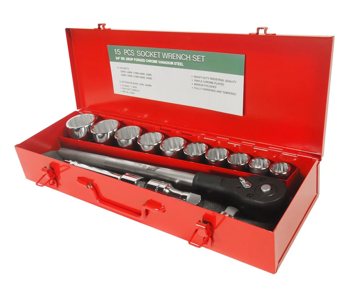 Набор головок торцевых 3/4" 12-ти гранных 22-50мм 14 предметов в кейсе JTC купить