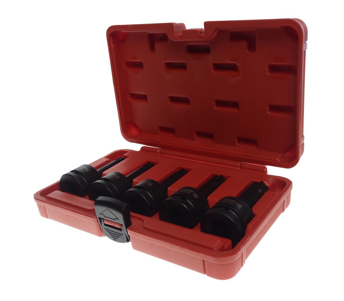 Набор головок ударных TORX 3/4" 5 шт.(T60,T70,T80,T90,T100) L=100мм в кейсе JTC фото товара COMPASS MARKET Набор головок ударных TORX 3/4" 5 шт.(T60,T70,T80,T90,T100) L=100мм в кейсе JTC купить